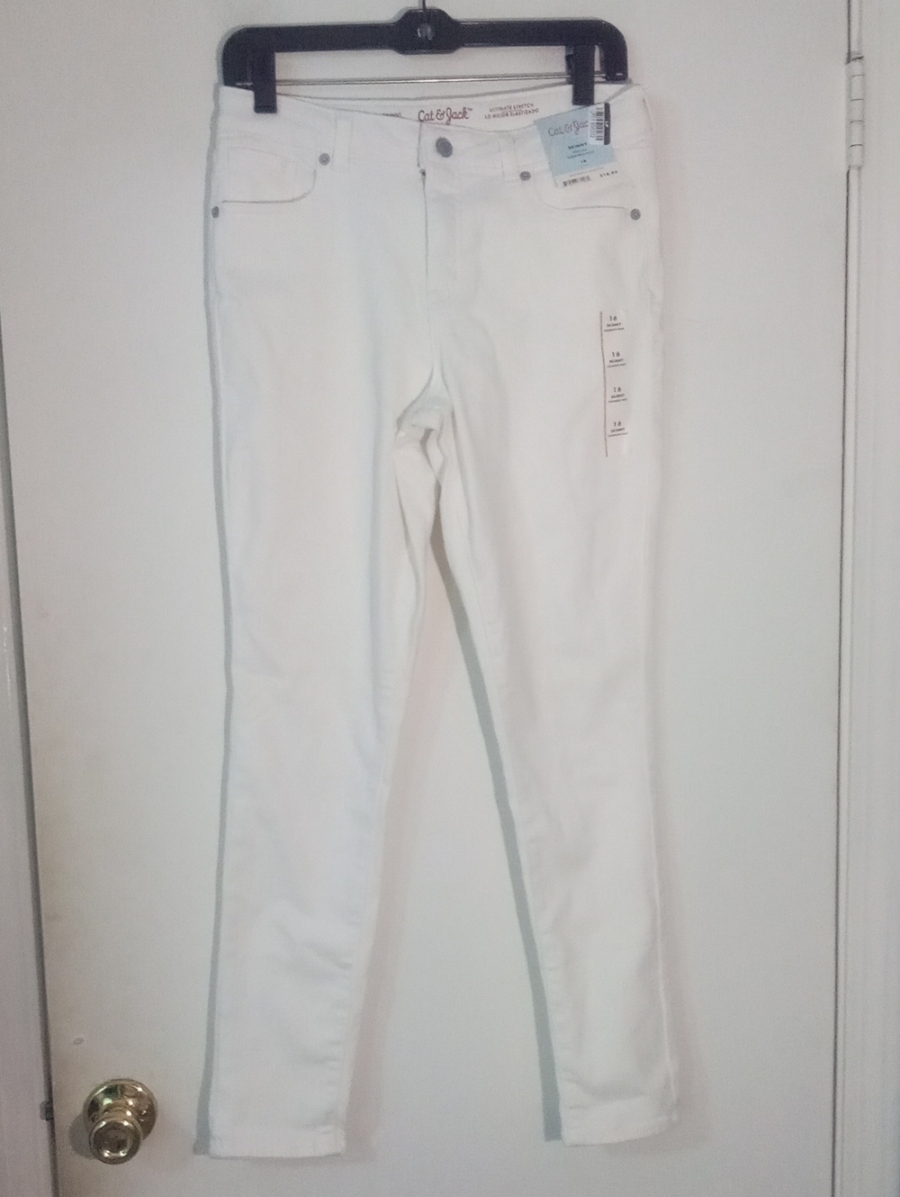 Cat & Jack White Skinny Jeans - Clean Slim Fit Girls 16 NWT $18 Stretch